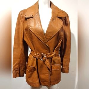 Vintage 1970s The Tannery Leather Jacket Size 13
